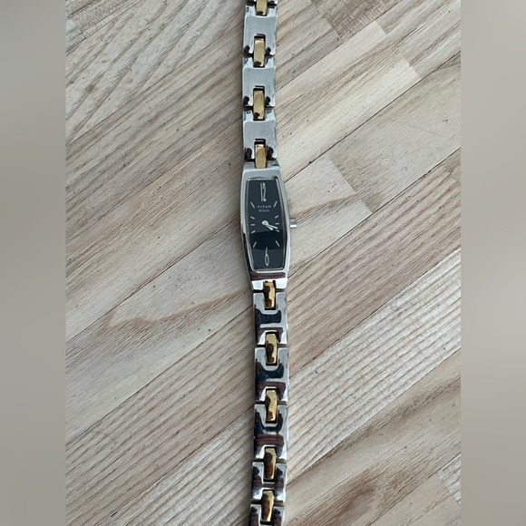 Titan Raga Ladies Watch Two Tone Bracelet Rectangular Black Dial - Picture 6 of 15